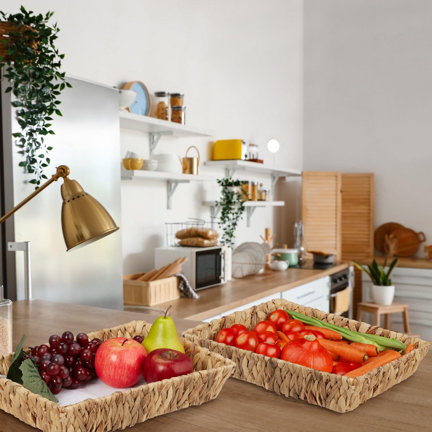 Northix 2er-Set Obstschalen aus Wasserhyazinthe  