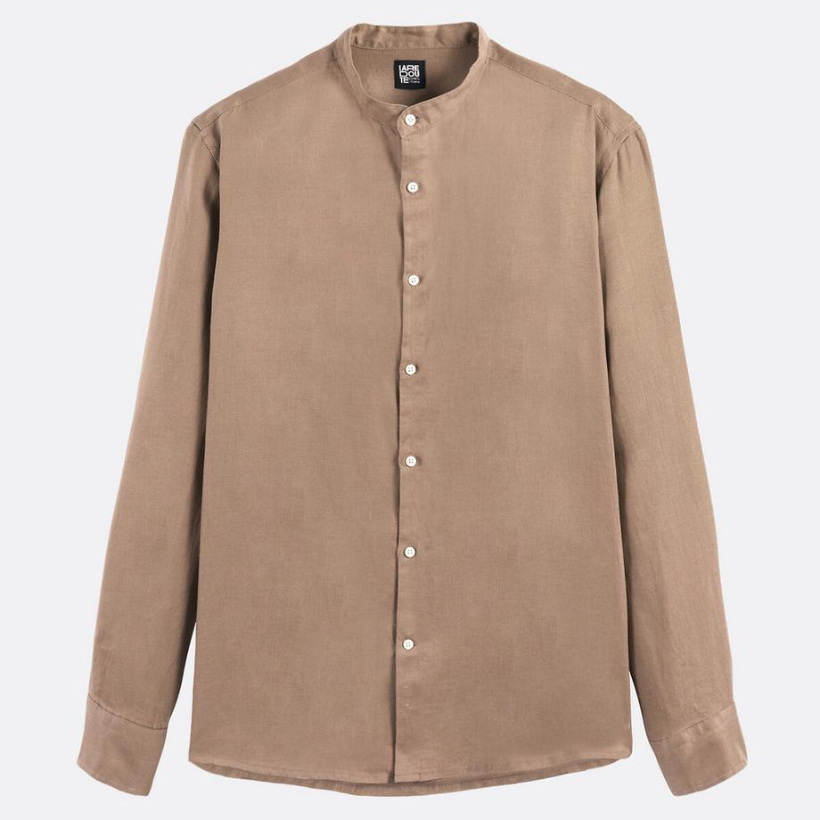 La Redoute Collections Signature Camicia Dritta in Lino con Collo Coreana  