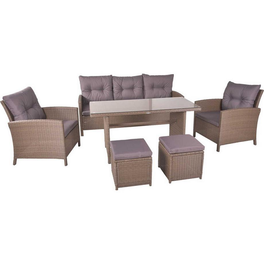 mutoni Salon de jardin Sevilla marron (lot de 6)  