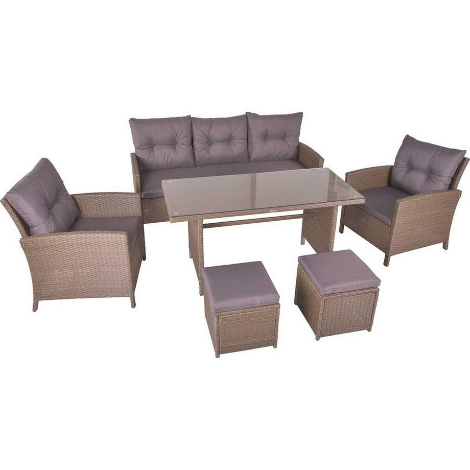 mutoni Salon de jardin Sevilla marron (lot de 6)  