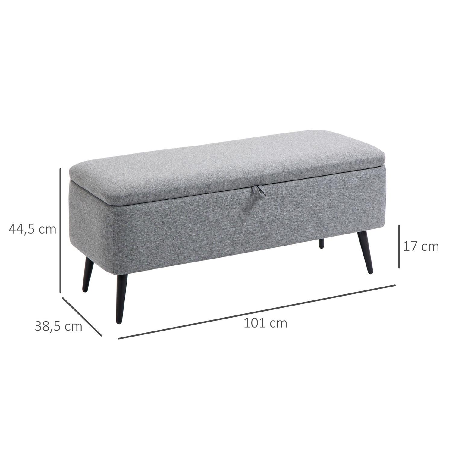 Northio Banc, peut supporter jusqu'à 150 kg, banquette rembourrée avec espace de rangement, banquette de lit avec pieds en acier pour salon, couloir, chambre, 101x38,5x44,5cm  