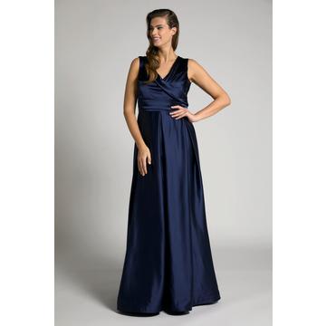 Robe de soirée, drapé, ligne A, décolleté V, sans manches