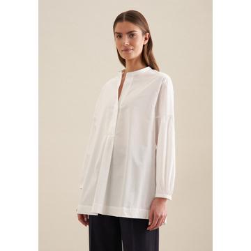 Blouse à col montant Uni Manche longue Encolure Ronde