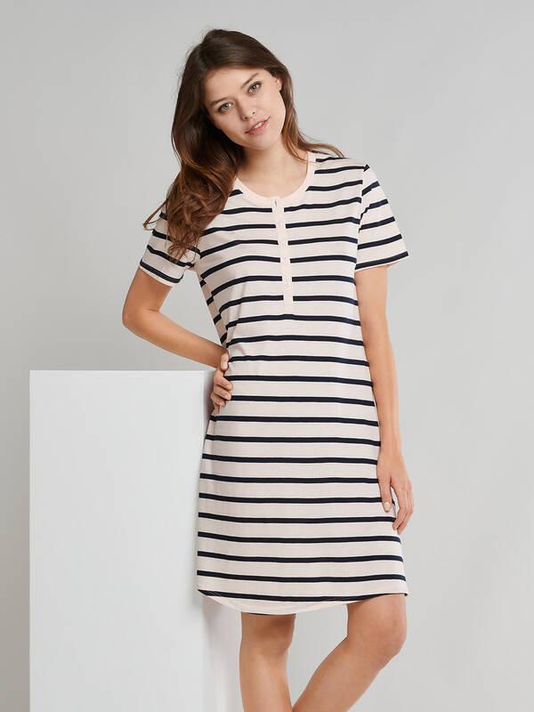 Schiesser Camicia da Notte a Righe Maniche Corte  