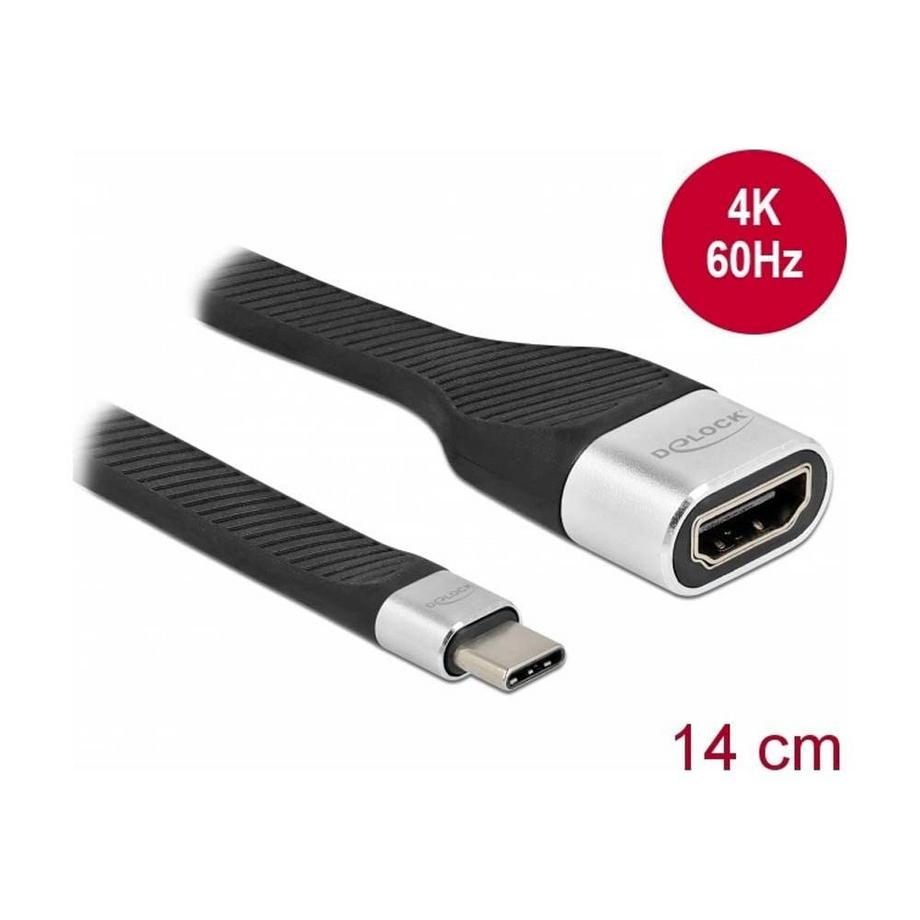 DeLock  FPC Flachbandkabel USB Type-C zu HDMI (DP Alt Mode) 4K 60 Hz 14 cm (0.14 m) 