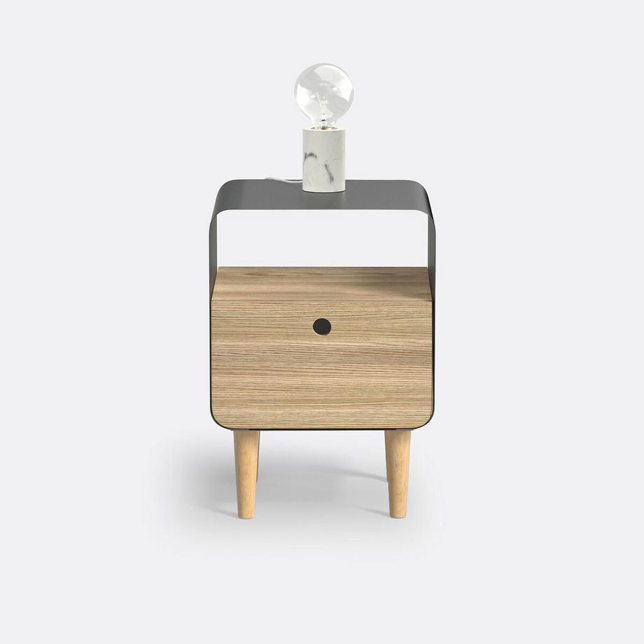 La Redoute Intérieurs Nachttisch mit Eschenfurnier und Stahlmetall  