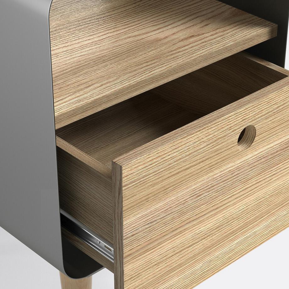 La Redoute Intérieurs Nachttisch mit Eschenfurnier und Stahlmetall  