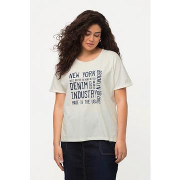 T-shirt dal taglio oversize con stampa dedicata al denim, scollo a girocollo e mezze maniche