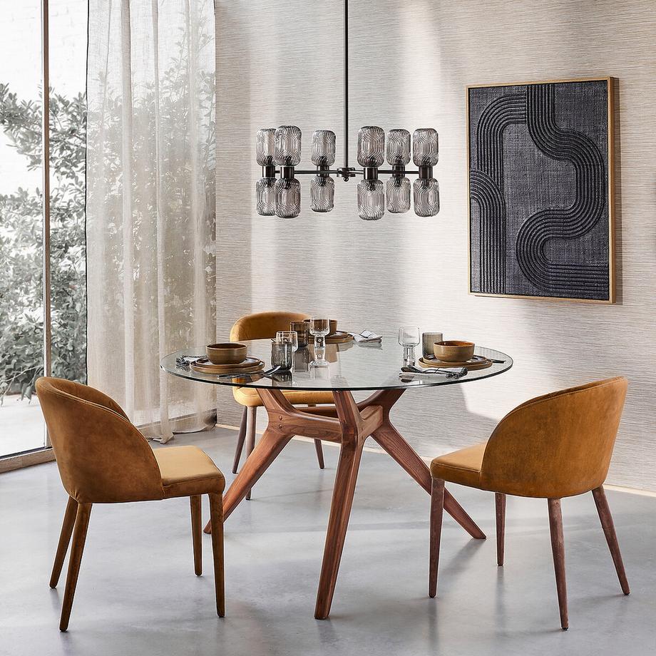 AM.PM Table ronde diamètre 130 verre et noyer  