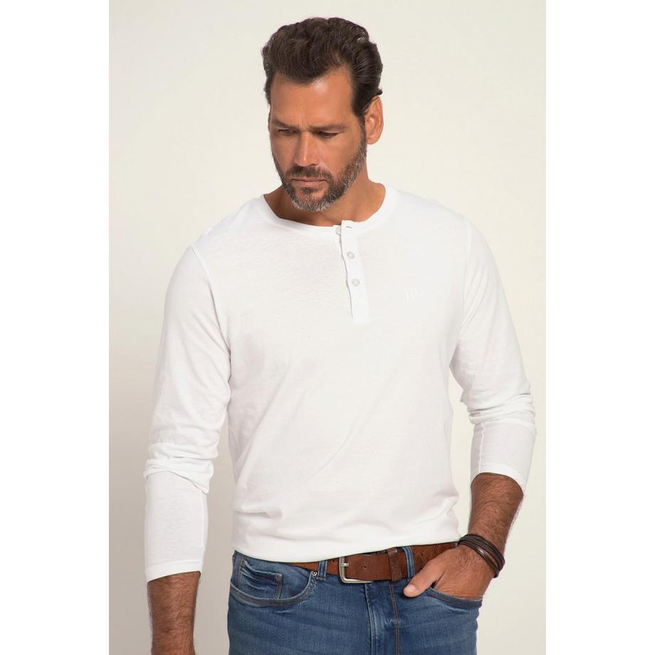 JP1880 Basic Langarm Henley Shirt mit Knopfleiste  