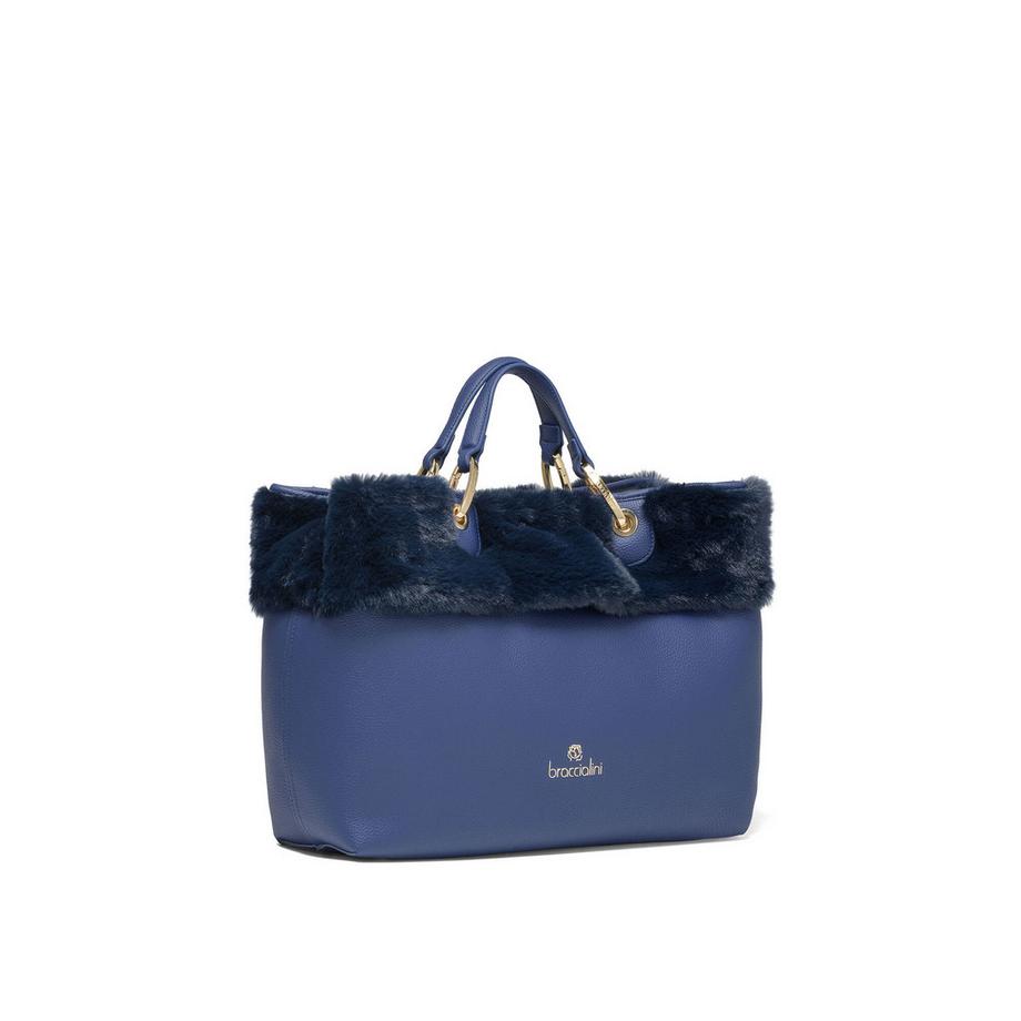 Braccialini Borsa a mano con bordo in pelliccia sintetica  