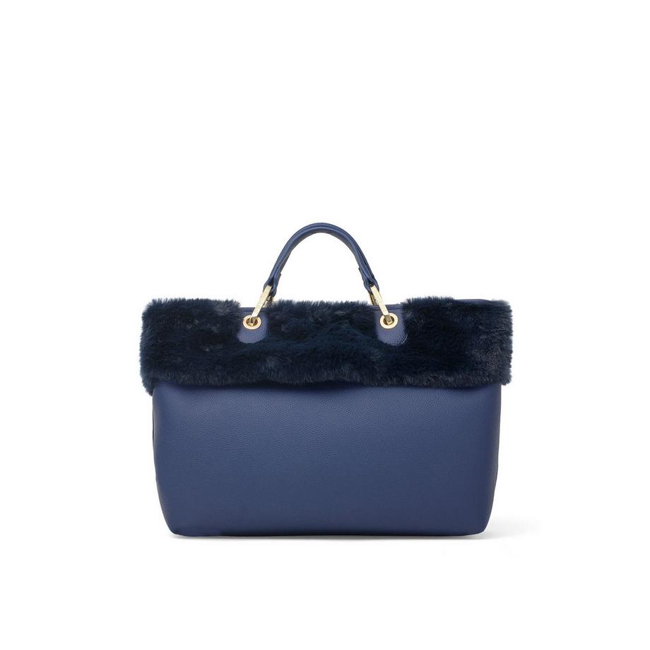 Braccialini Borsa a mano con bordo in pelliccia sintetica  