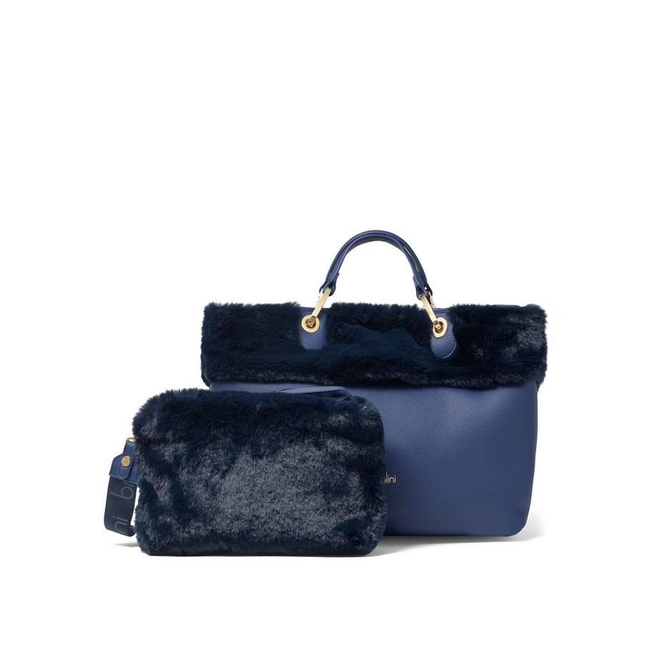 Braccialini Borsa a mano con bordo in pelliccia sintetica  