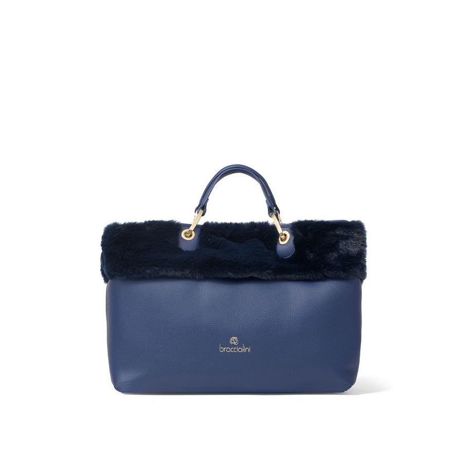 Braccialini Borsa a mano con bordo in pelliccia sintetica  