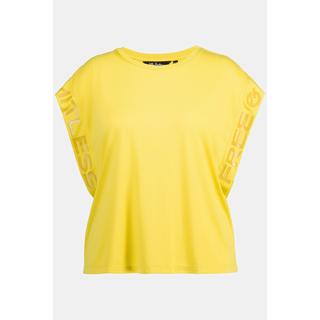 Ulla Popken  T-shirt con scritta stampata, finissaggio antibatterico, scollo a girocollo e mezze maniche 