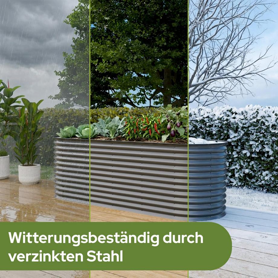 Arebos Ovaler Hochbeet-Kasten  verzinkter Stahl  