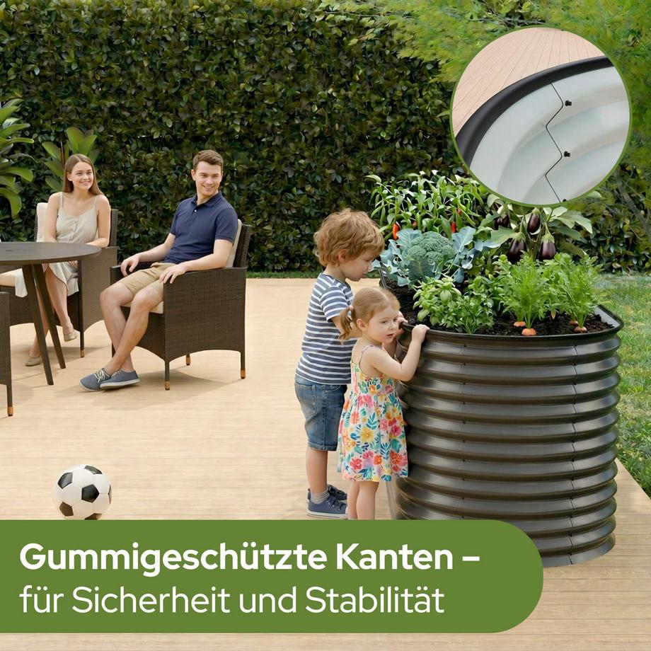 Arebos Ovaler Hochbeet-Kasten  verzinkter Stahl  