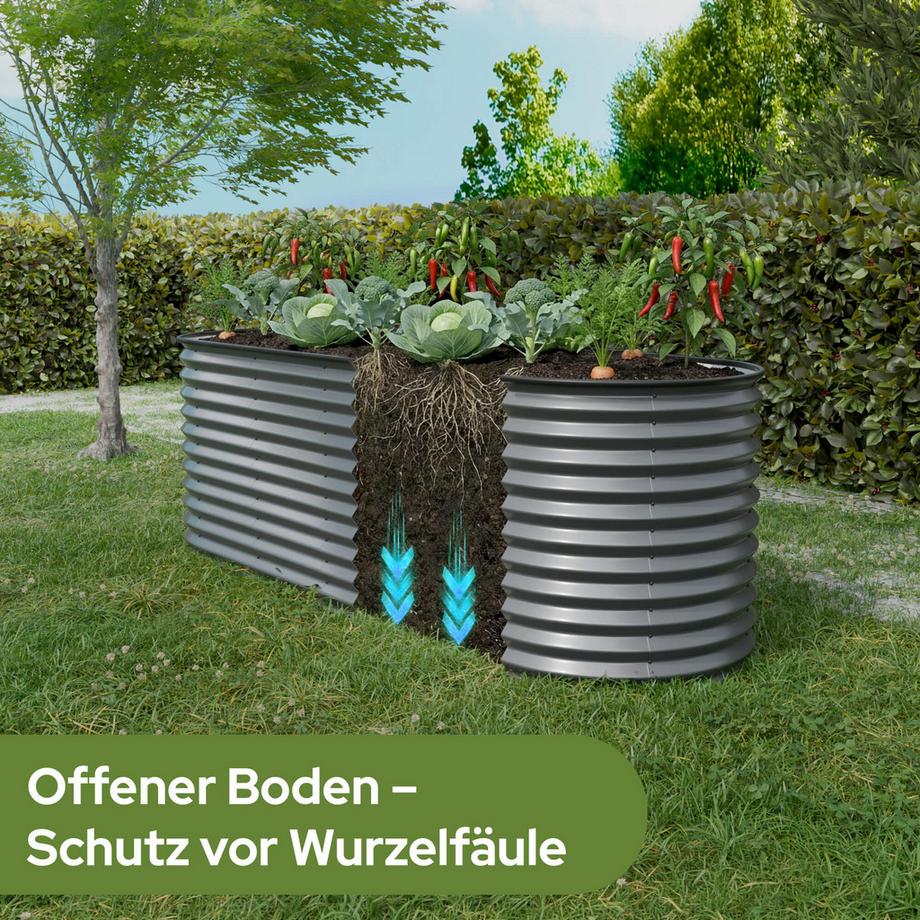 Arebos Ovaler Hochbeet-Kasten  verzinkter Stahl  