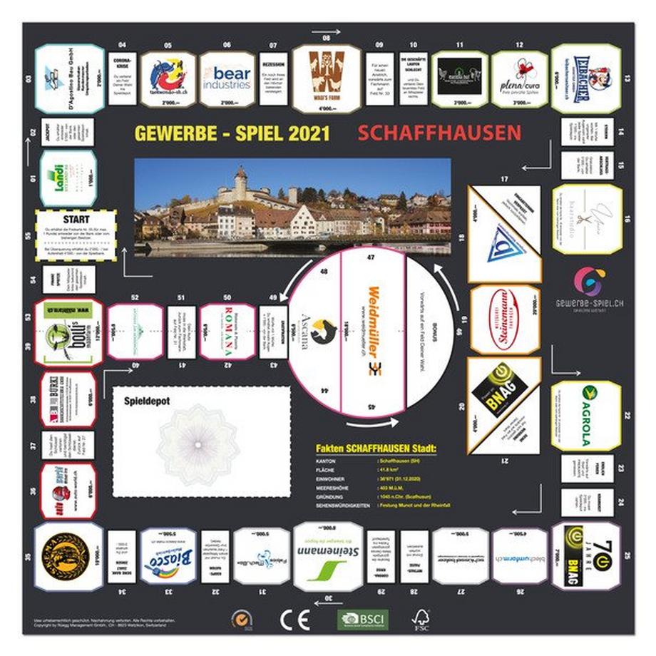 GEWERBE-SPIEL  Brettspiel SCHAFFHAUSEN Stadt (Deutsch) 