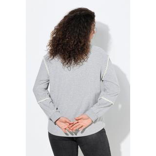 Ulla Popken Sweat-shirt oversize col en V manches longues avec coutures décoratives  