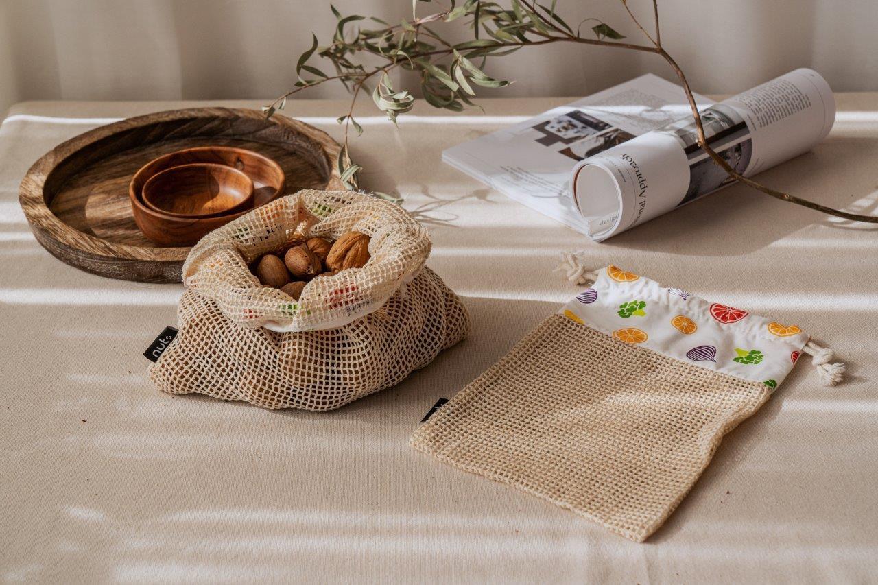 Nuts Innovations 2er Set Früchte- und Gemüsenetz Obst u. Gemüse, M und L  