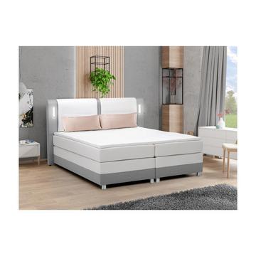 Boxspringbett mit LEDBeleuchtung RIMINI von DREAMEA Stoff Kunstleder