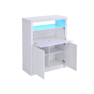 Vente-unique Schreibtisch mit 2 Türen & LEDs - MDF - Weiß lackiert - MELIONA  