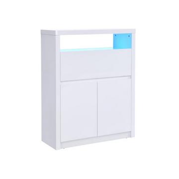 Schreibtisch mit 2 Türen & LEDs - MDF - Weiß lackiert - MELIONA