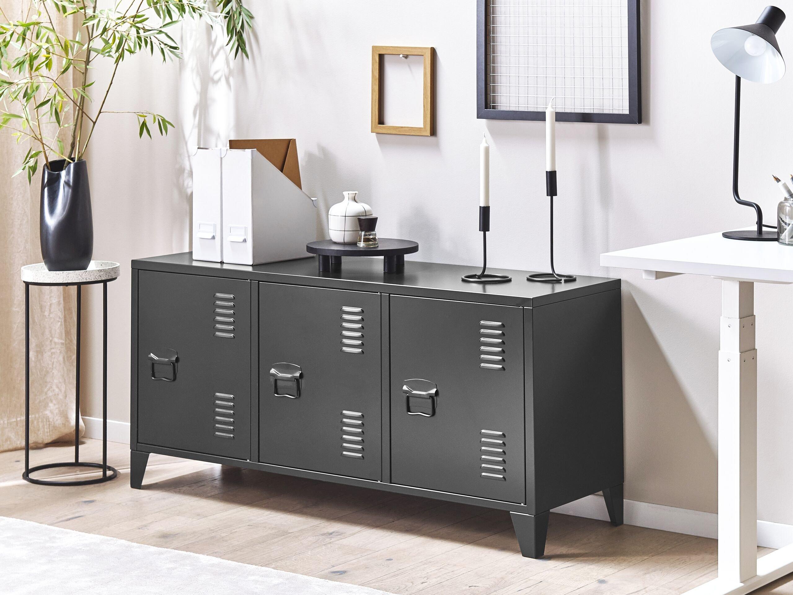 Beliani Commode 3 portes en Acier Moderne CARDIFF  