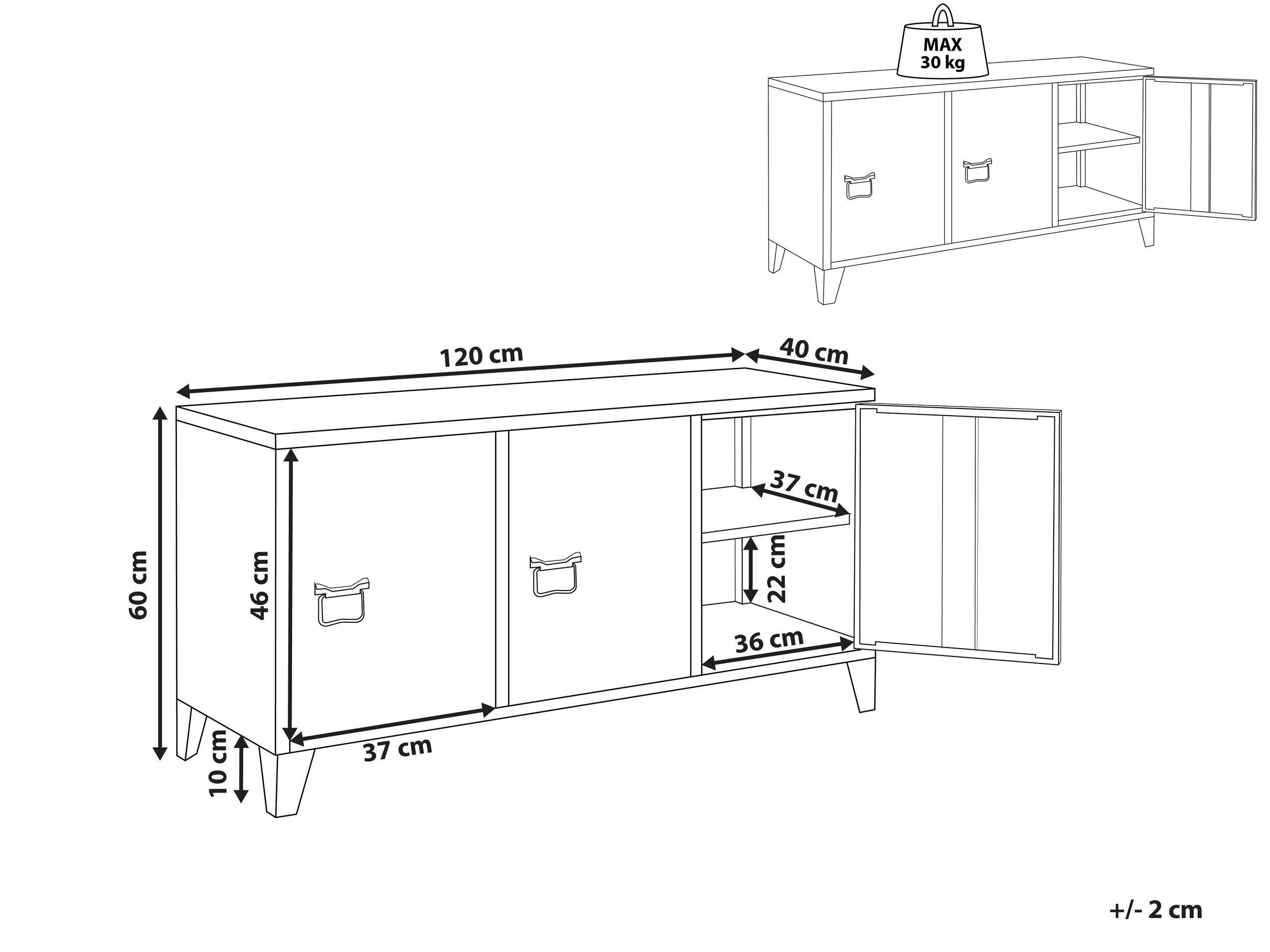 Beliani Commode 3 portes en Acier Moderne CARDIFF  