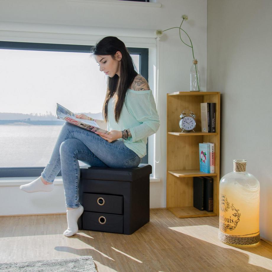 B2X Hocker aus Kunstleder mit 2 Fächern  