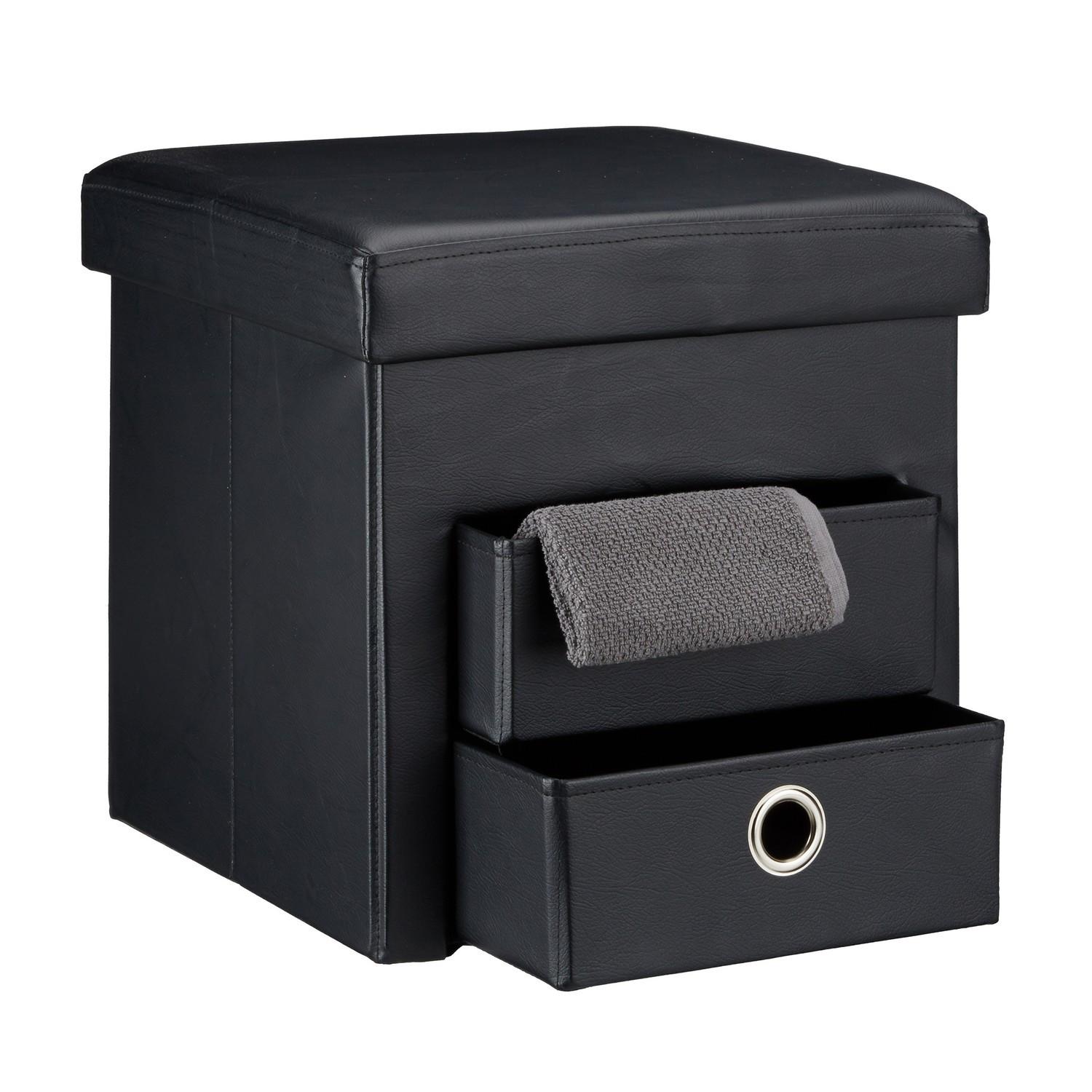 B2X Tabouret en simili cuir à 2 compartiments  