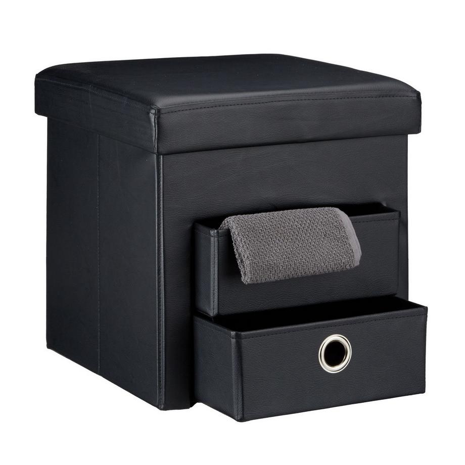 B2X Hocker aus Kunstleder mit 2 Fächern  