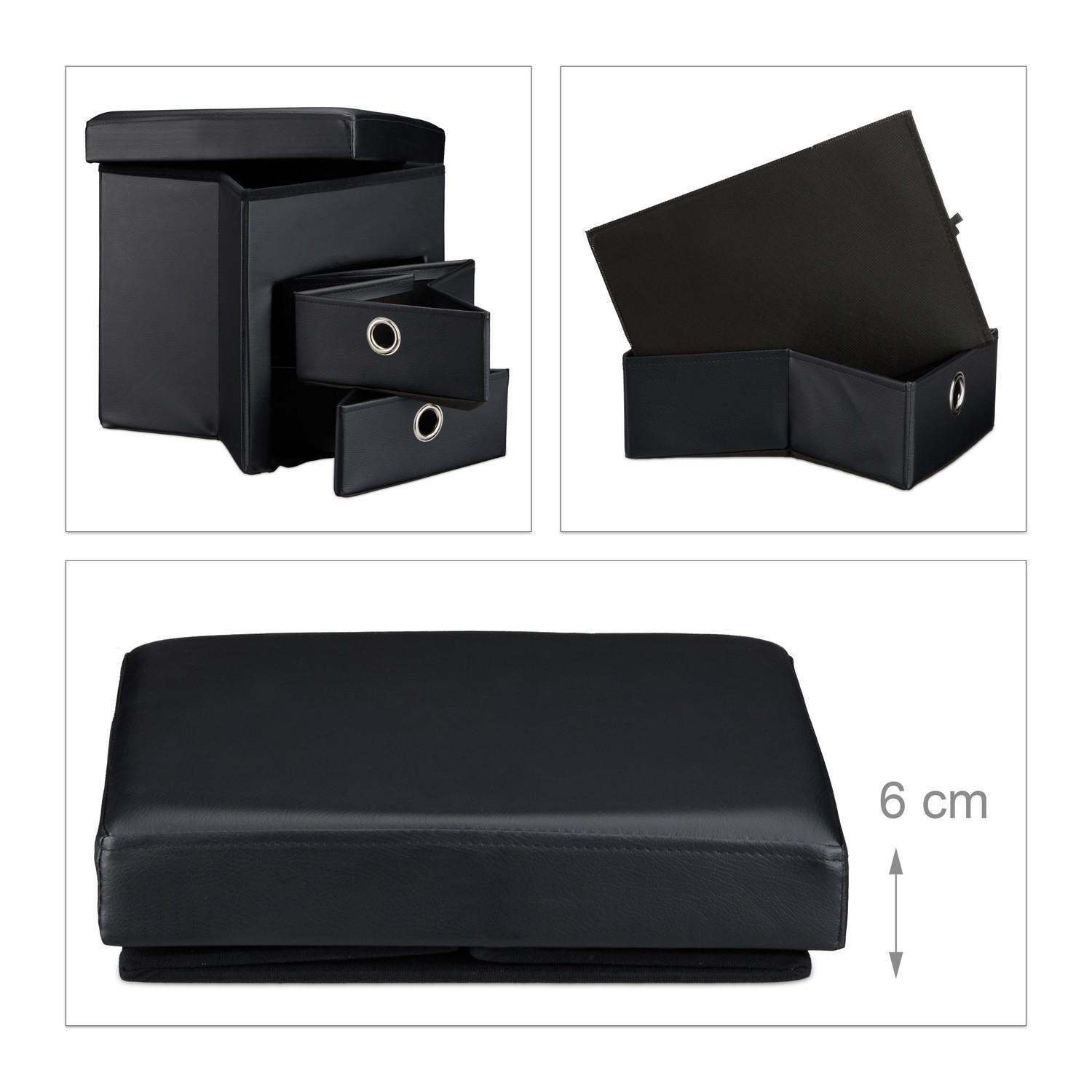 B2X Tabouret en simili cuir à 2 compartiments  