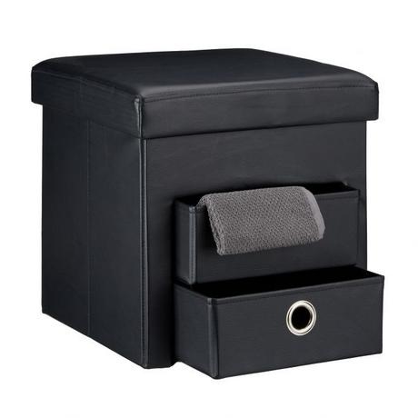 B2X Tabouret en simili cuir à 2 compartiments  