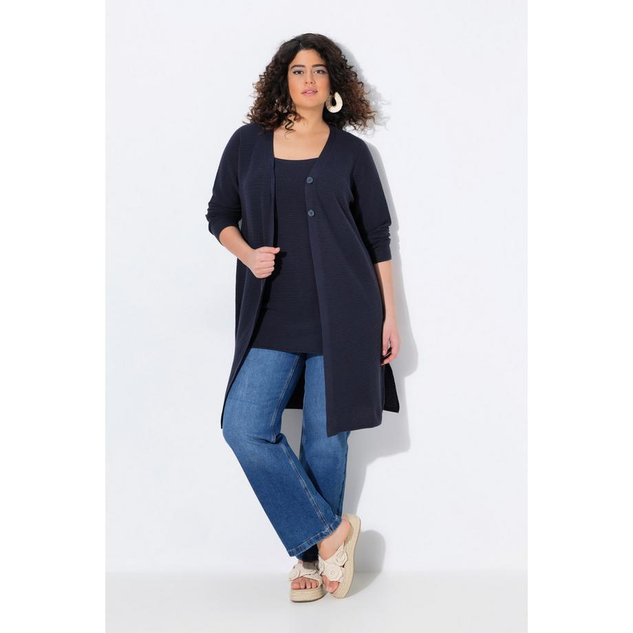 Ulla Popken Cardigan Manches Longues Col V Coton Biologique  