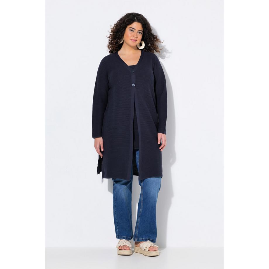 Ulla Popken Cardigan Manches Longues Col V Coton Biologique  