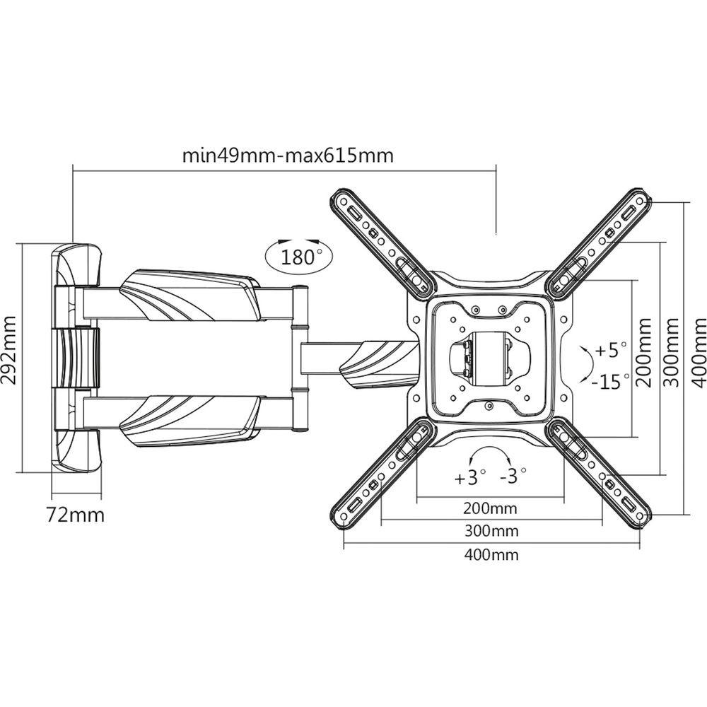 Value  LCD-/TV-Wandhalterung, 4 Gelenke, bis 55 Zoll, bis 35 kg 