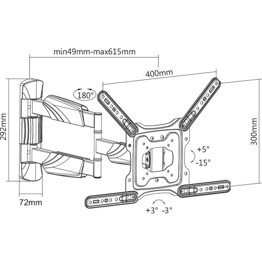 Value  LCD-/TV-Wandhalterung, 4 Gelenke, bis 55 Zoll, bis 35 kg 