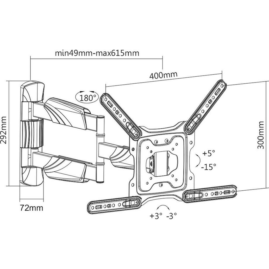Value  VALUE 17.99.1144 Supporto TV a parete Nero 
