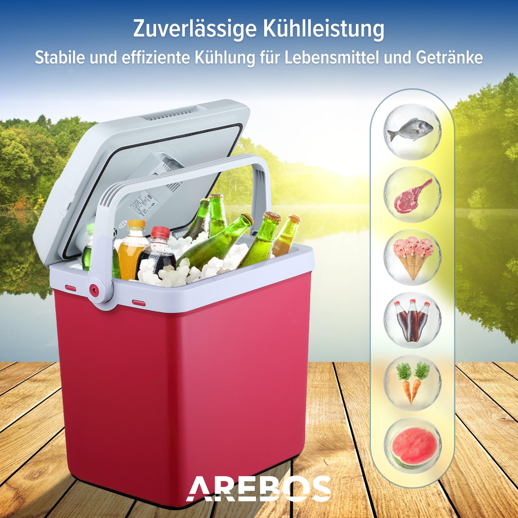 Glacière électrique AREBOS 25L - Refroidissement Et Chauffage 12V/230V