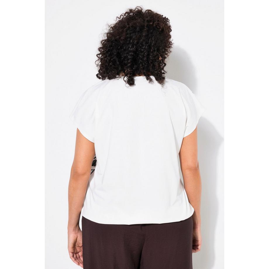 Ulla Popken T-Shirt Oversize Imprimé Cachemire Col V Manches Courtes  