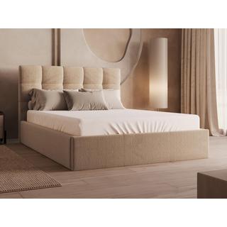 PASCAL MORABITO Bett mit Bettkasten - 140 x 190 cm - Samt - Beige + Matratze - MIRDAL von Pascal Morabito  