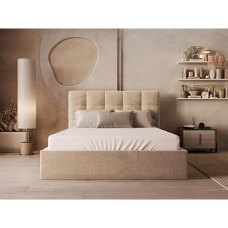 PASCAL MORABITO Bett mit Bettkasten - 140 x 190 cm - Samt - Beige + Matratze - MIRDAL von Pascal Morabito  