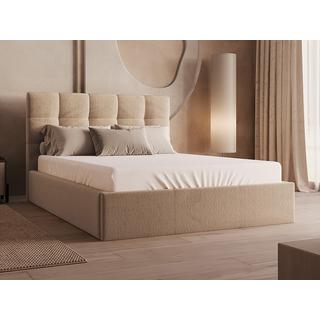 PASCAL MORABITO Lit coffre 140 x 190 cm - Velours - Beige + Matelas - MIRDAL de Pascal Morabito  