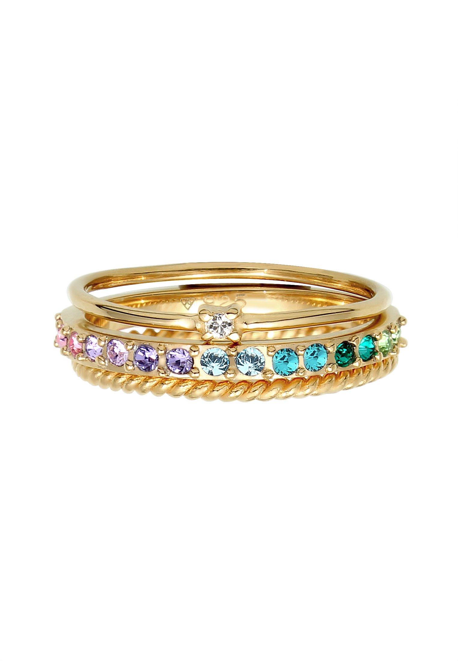 Elli  Bague Set De 3 Cristaux Arc-En-Ciel 