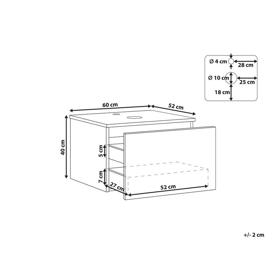 Beliani Wandmontierter Waschbeckenunterschrank aus MDF-Platte Modern ALZIRA  