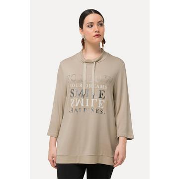 Sweatshirt, Metallic-Schriftmotiv, Stehkragen, 3/4-Arm