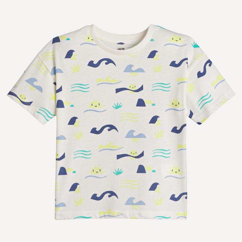 La Redoute Collections  T-shirt col rond imprimé vagues et soleils 