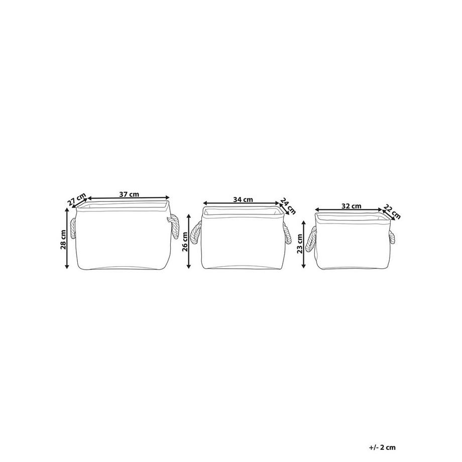 Beliani Set di 3 cestini en Tessuto Classico DARQAB  
